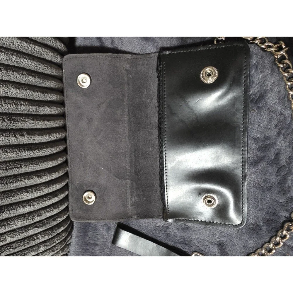 Cool Genuine Leather Biker Trucker Embossed Wallet Chain Motorcycle Rider EuC